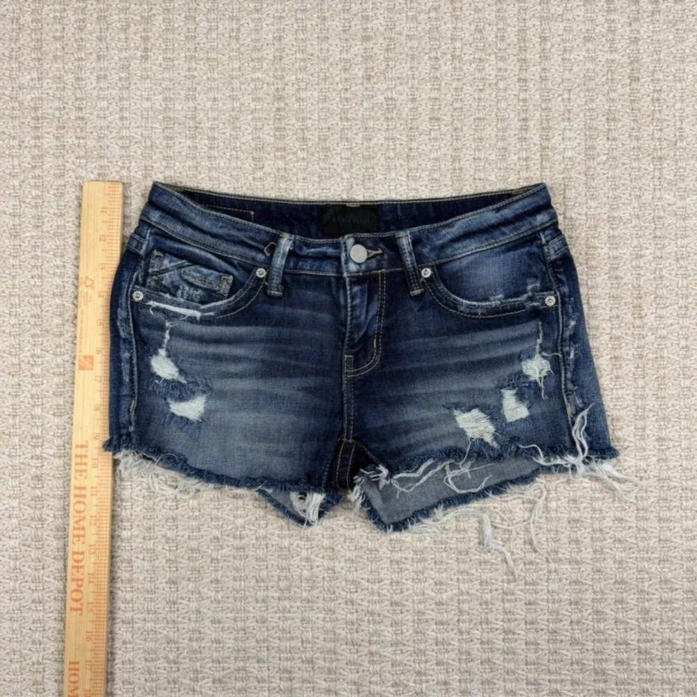 Buckle Black Womens Shorts 25 Denim Cutoff Low Rise Distressed‎ Y2K